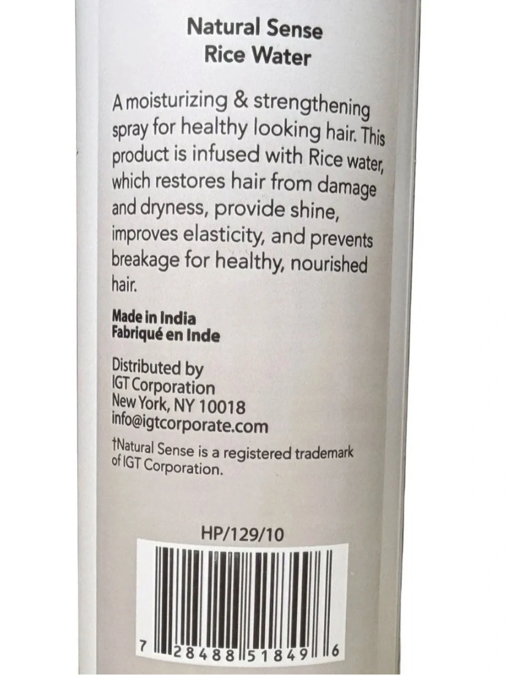 NATURAL SENSE (3.3 Fl. Oz.) Spray Bottle ●RICE WATER● Hair Shining Growth Mist.